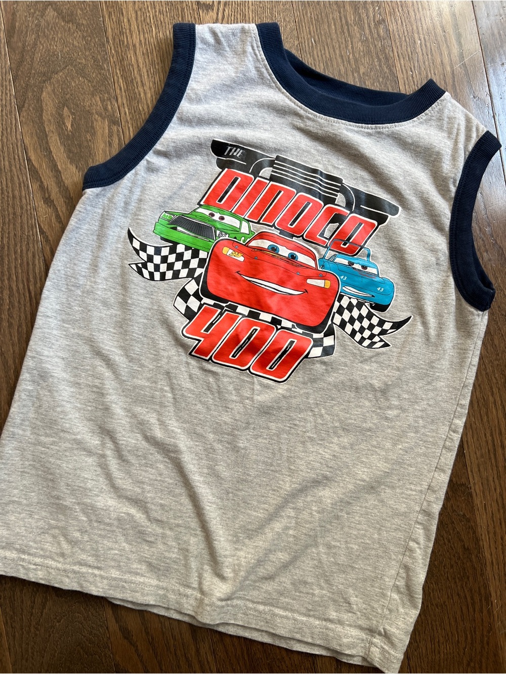 Cars Dinoco 400 Graphic Tank Top - Red/Blue/Green kids size 7